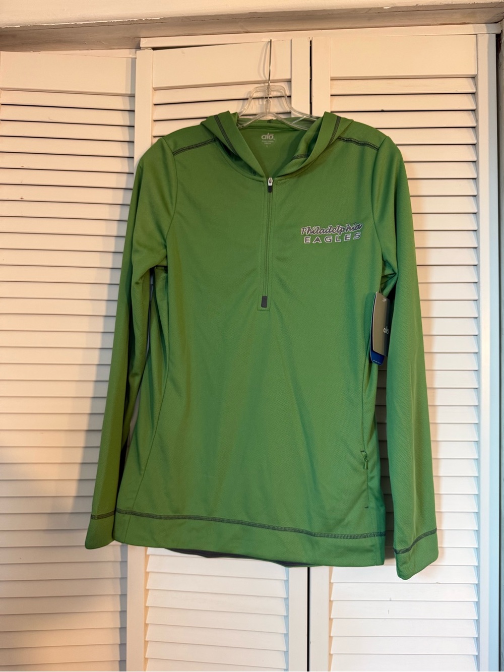 NWT Alo Philadelphia Eagles Half Zip Hoodie Kelly Green Athletic Pullover L